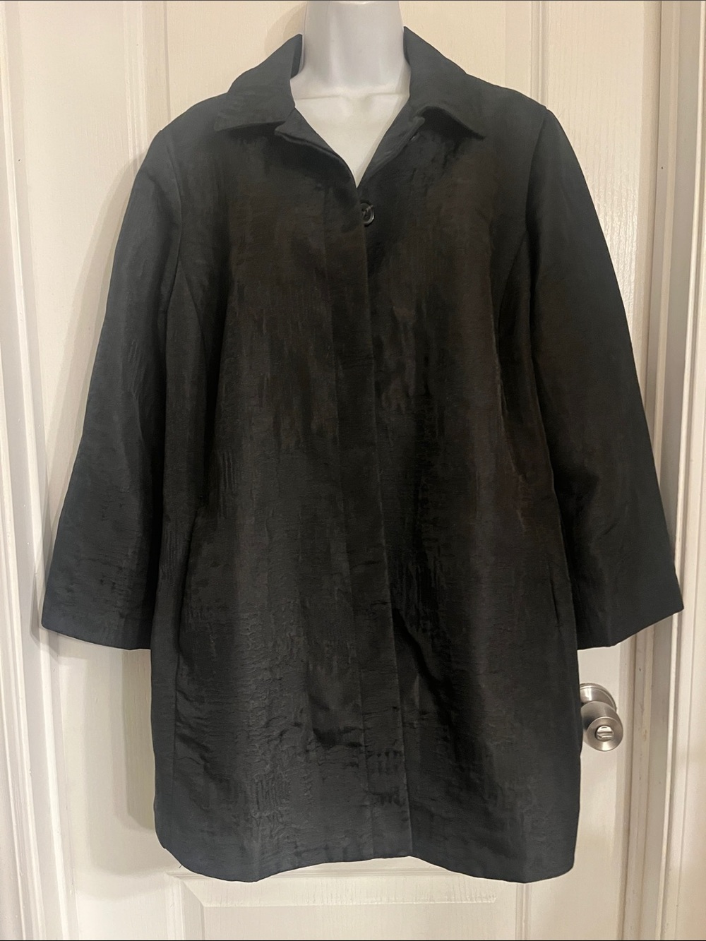 Chico's black lightweight duster jacket, size chicos 2